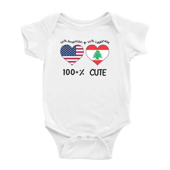 50% Lebanese + 50% American = 100+% Cute Baby Clothes For Boy Girl (White, 6-12 Months)