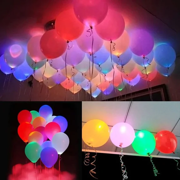 50 Led Light Up Balloons Mixed Colors Flashing Lasts 24Hr Bday Wedding Valentine