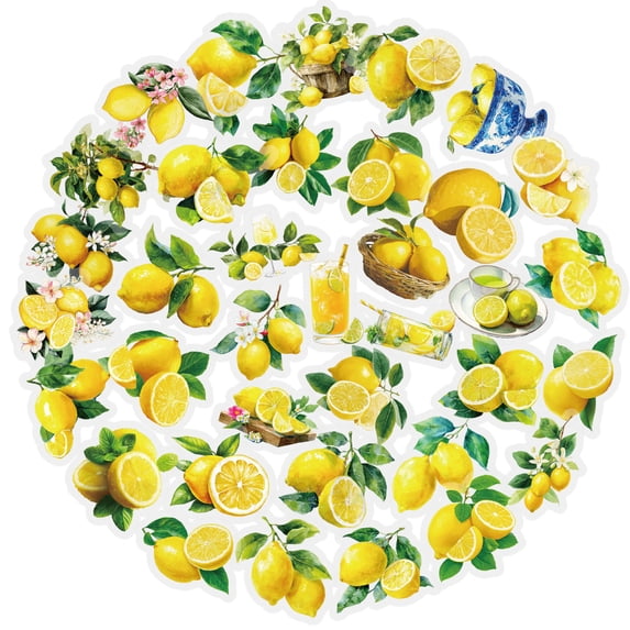 50 Lemon Themed Watercolor Decorative Stickers, Premium Vinyl Scratch-Resistant And Fade-Proof Stickers For Luggage Cars And Various Daily Decoration Needs
