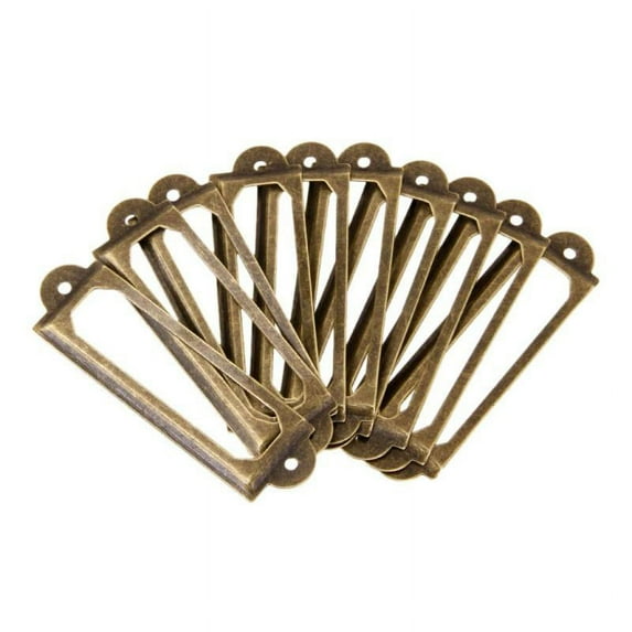 50 Library File Drawer Door ID Name Tag Label Holder Frame Brass