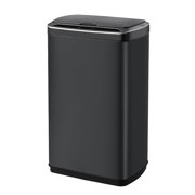 50 Liter / 13.2 Gallon Rectangular Kitchen Trash Can, Brushed Stainless Steel Finish Motion Sensor Trash Can, Automatic Trash can for Kitchen, Living Room, Office, 3 AA Batteries, Black