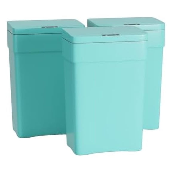 50 Liter/13.2 Gallon Trash Can for Kitchen, Automatic Garbage Can Touch Free High-Capacity,Plastic Smudge Resistant, with Lid (3, Blue)