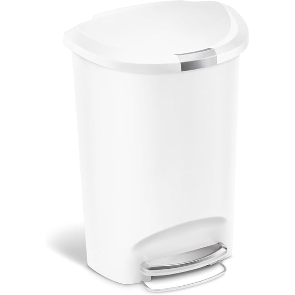 50 Liter / 13 Gallon Semi-Round Kitchen Step Trash Can with Secure Slide Lock, Grey Plastic