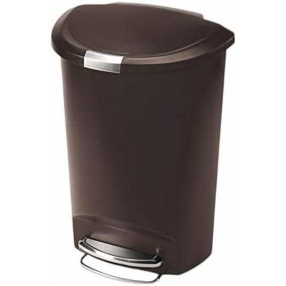 50 Liter / 13 Gallon Semi-Round Kitchen Step Trash Can with Secure Slide Lock, Mocha Plastic