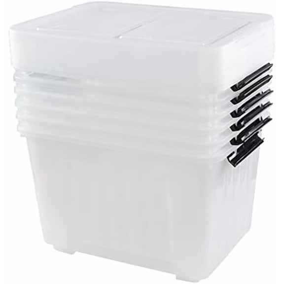 50 Liter Clear Storage Bin on Wheels, Large Plastic Latching Box, 6 Pack$$Home Decor, Kitchen, & Other