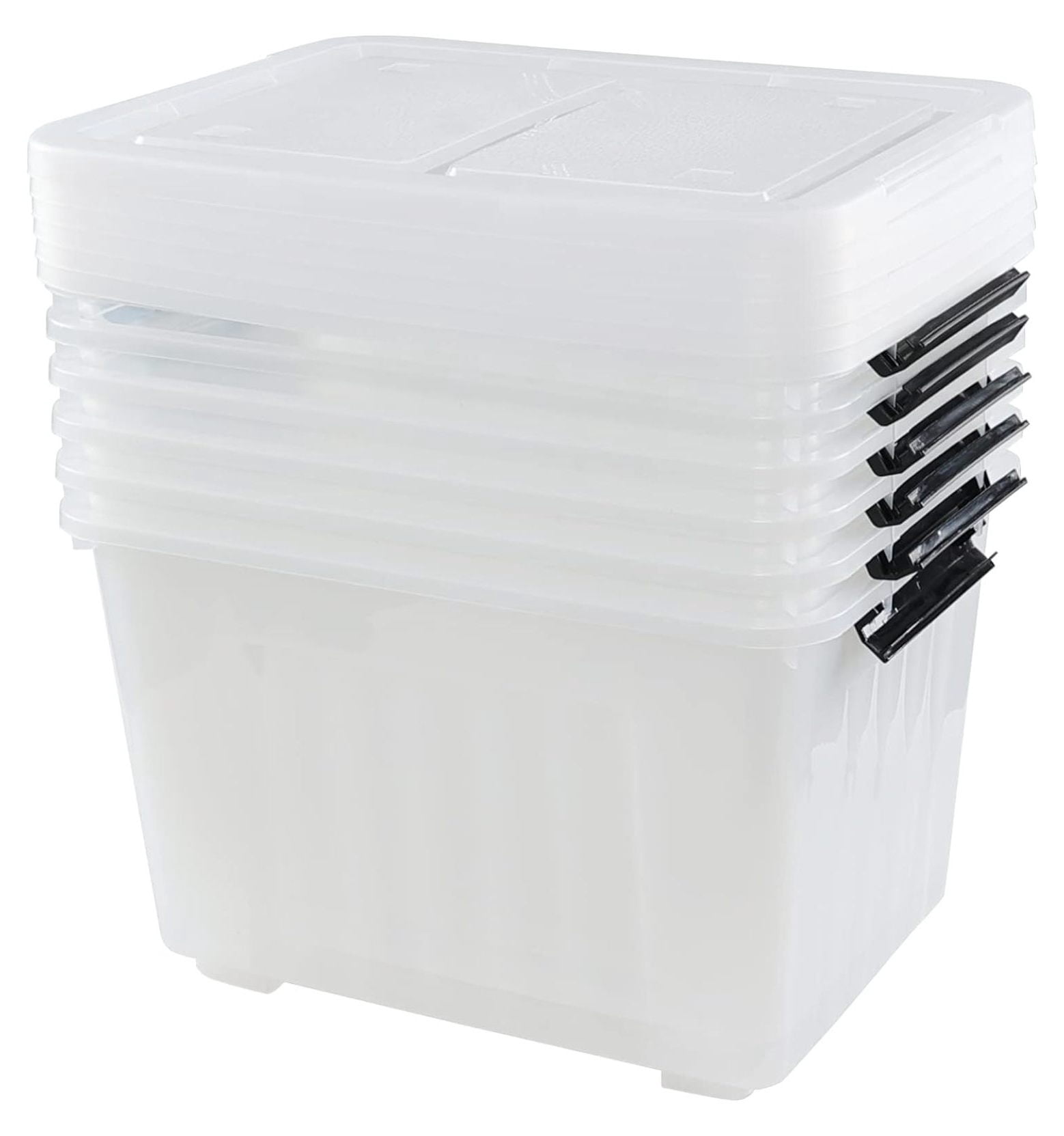 Large Under Bed Storage Boxes With Wheels - Clear Plastic, 50L, 3-Pack, For Clothes & Blankets