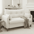 thumbnail image 1 of 50" Loveseat Couch with Tufted Design | Space-Saving Love Seat Sofa for Small Spaces, Bedroom, and Apartment | Ivory White, 1 of 7