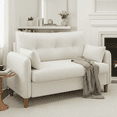 thumbnail image 1 of 50" Loveseat Couch with Tufted Design | Space-Saving Love Seat Sofa for Small Spaces, Bedroom, and Apartment | Ivory White, 1 of 7