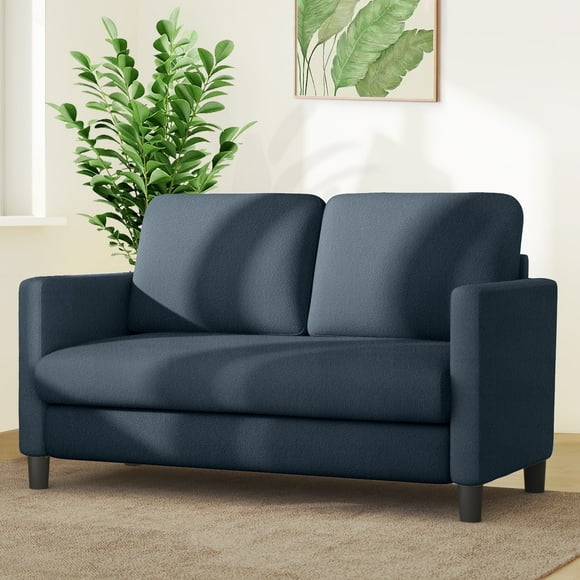 Domusensus 50'' Loveseat Sofa, Easy Installation Love Seat, Comfy Teddy Sofa Couch for Bedroom, All-Wood Small Loveseat for Small Spaces, Blue