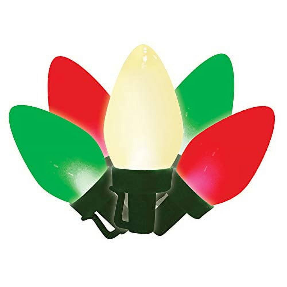 50 Lt C7 Classic Smooth LED Lights, Ceramic Red/Green/Warm White, Green