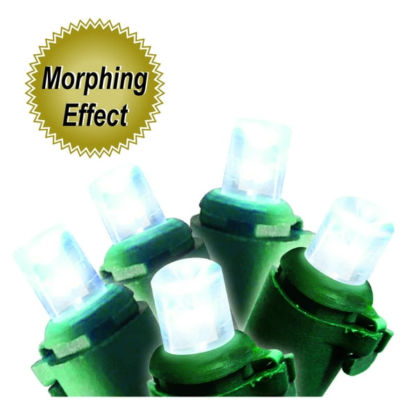 50 Lt Micro Mini Morphing LED Lights, Pure White, Green Wire