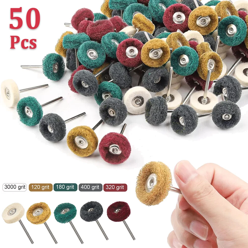 50 Metal Polishing Buffing Wheel Burr Kit Rotary Tool Accessories Set For Dremel