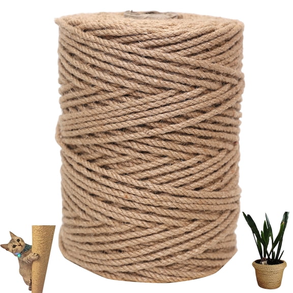 50 Meters Long Natural Sisal Rope Cord 8 mm Diameter for Wrapping Cat Tree Scratching Post Replacement Also Ideal for Home and Garden DIY Decoration
