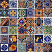 Color y Tradici n 50 Mexican Talavera Tiles 4x4   Handpainted Ceramic, Multicolor, Assorted Designs