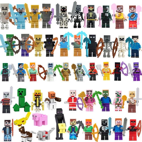 50 Mine Mini craft Action Figures & Accessories Building Toys party supplies Set 1.77-in Scale Collectible Toys Playset