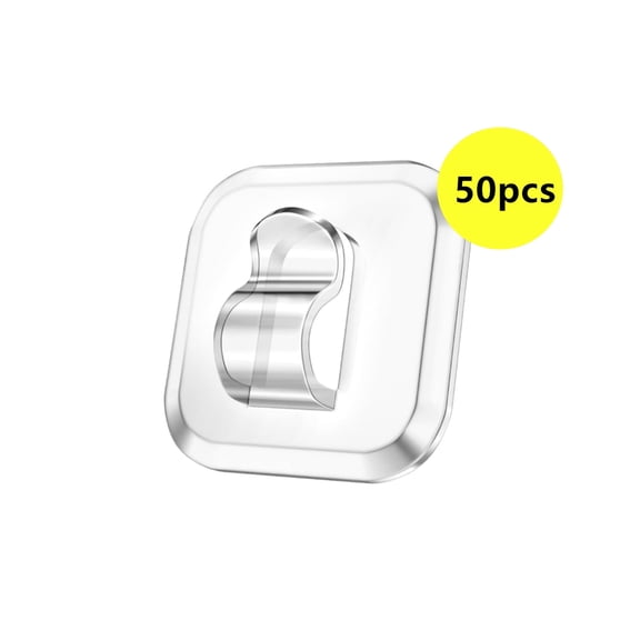 50 Mini Light Hooks with Adhesive Strips: Indoor Clear Small String Light Clips Damage Free - Plastic Wall Hook for Hanging - Fairy Tiny Christmas Light Cable Hangers Clip Decoration Decor