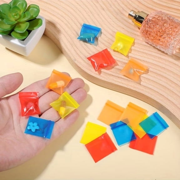 50 Mini Self-Sealing Bags, 1x1 Inch, 4 Mil Thick Transparent Zip Bags for Jewelry and Small Items Storage