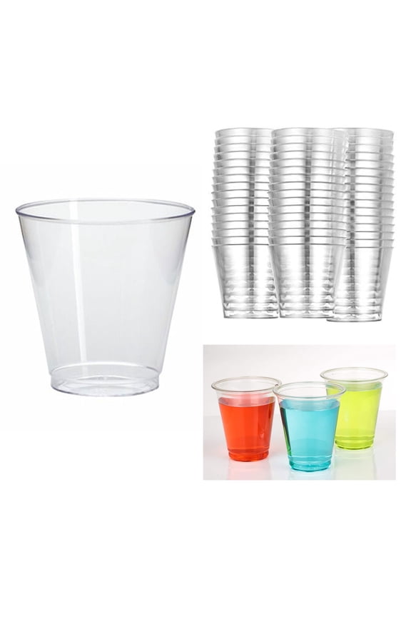 50 Mini Shot Glasses Clear Hard Plastic 1 Oz Disposable Party Cups Catering Bar