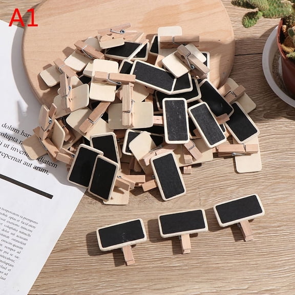 50 Mini blackboard wood message slate rectangle clip clip panel card memos label