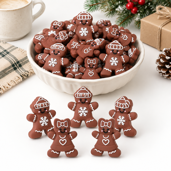 50 Minimas Gingerbread Man Figures Decor 1.57 Inch