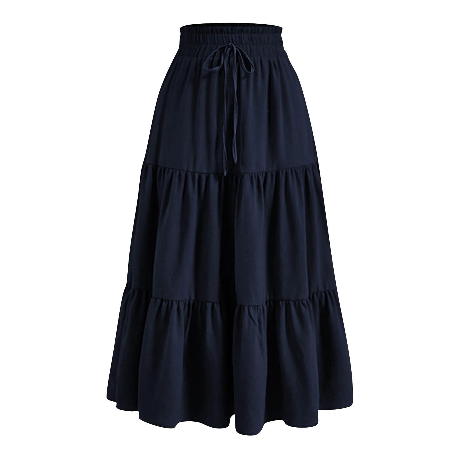 Flowy Tiered Boho Skirt | Women's Maxi Skirt with Pockets Summer & Travel Outfit main image 1