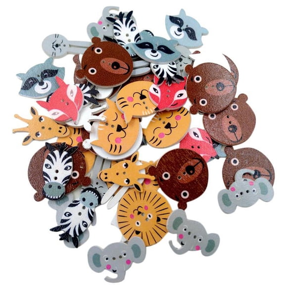 50 Mixed Animal two holes Wooden Button Sewing Craft Clothing Scrapbooking DIY