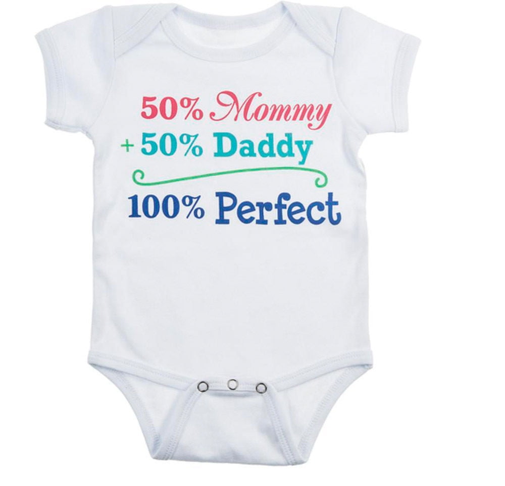50% Mommy + 50% Daddy = 100% Perfect Baby Onesie - By Ganz
