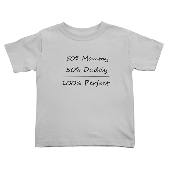 50% Mommy + 50% Daddy = *100*% Perfect Cute Toddler Tshirts for Boys Girls (Gray, Youth XL)