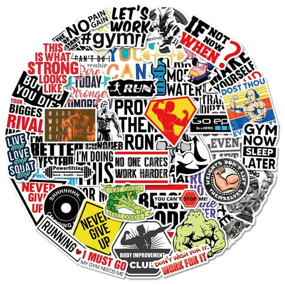 50 Motivational Fitness Stickers - Gym Inspiration, Taekwondo Culture Wall Décor, Small Stickers for Journals