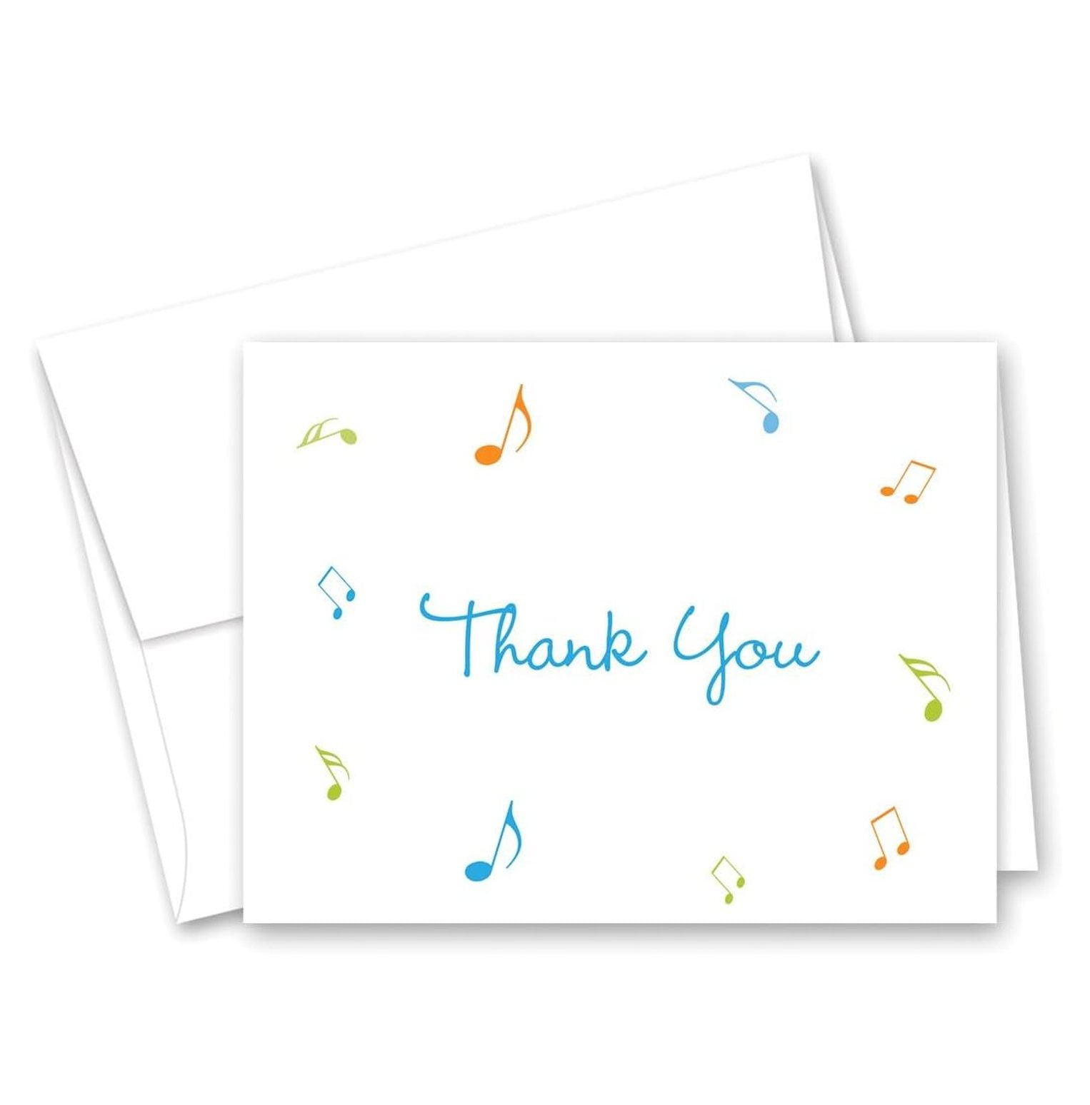 50 Music Notes Thank You Cards (Blue Green Orange)
