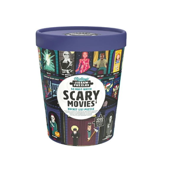 50 Must-Watch Scary Movies Bucket List 1000-Piece Puzzle by Ridley's Games