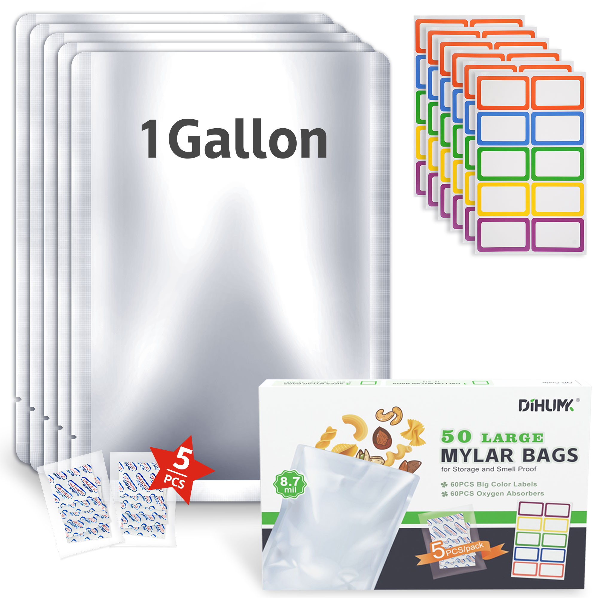 30 Wallaby Standup Mylar Bags with Zipper Bundle 1 Gallon 7.5 Mil 30
