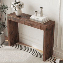 50" Narrow Console Table with 2 Drawer, Farmhouse Sofa Table Behind Couch Table, Wooden Entryway Hallway Table for Living Room, Walnut