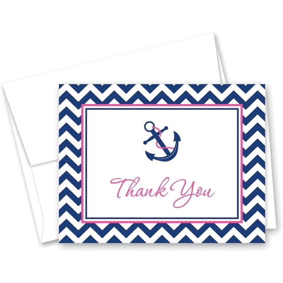 50 Nautical Thank You Cards ( & Navy)