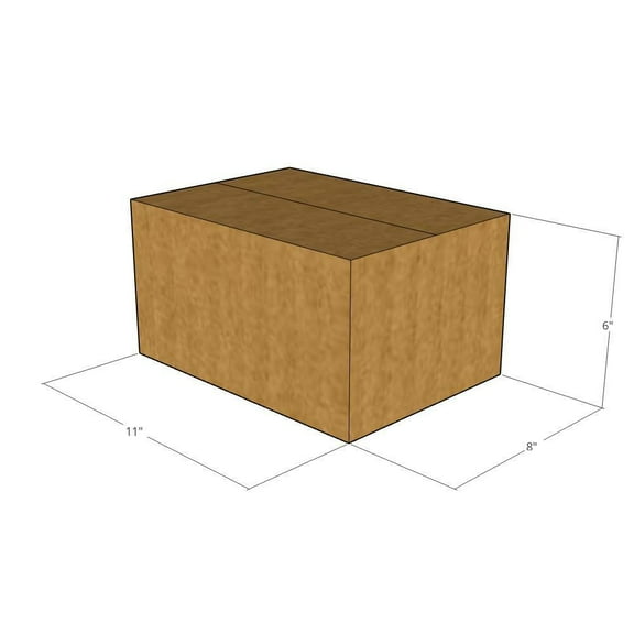 11x8x6 Kraft Brown Corrugated Shipping Boxes, 32 ECT, Qty 50
