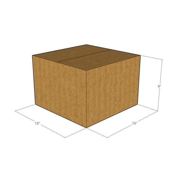 13x13x9 Kraft Brown Corrugated Shipping Boxes, 32 ECT Single-Wall, Qty 50