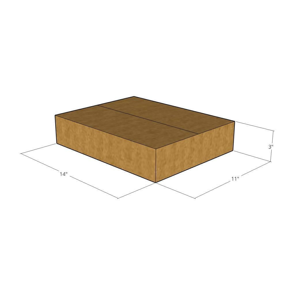 14x11x3 Kraft Brown Corrugated Shipping Boxes, 32 ECT Single-Wall, Qty 50