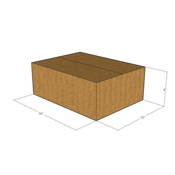 16x12x6 Kraft Brown Corrugated Shipping Boxes, 32 ECT Single-Wall, Qty 50