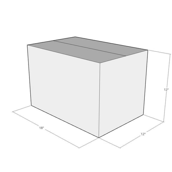 18x12x12 White Corrugated Shipping Boxes, 48 ECT Double-Wall, Qty 50