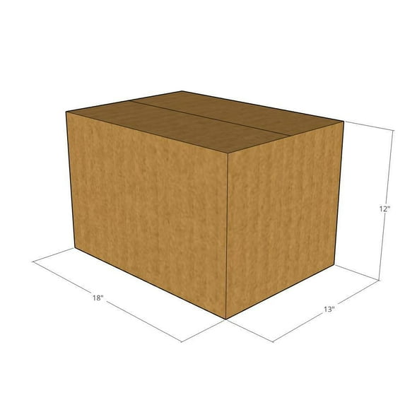 18x13x12 Kraft Brown Corrugated Shipping Boxes, 32 ECT Single-Wall, Qty 50