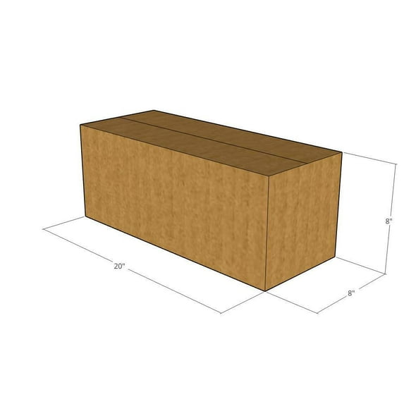 20x8x8 Kraft Brown Corrugated Shipping Boxes, 32 ECT Single-Wall, Qty 50