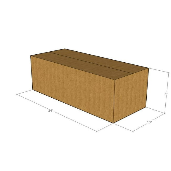24x10x8 Kraft Brown Corrugated Shipping Boxes, 32 ECT Single-Wall, Qty 50