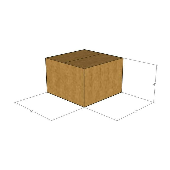 6x6x4 Kraft Brown Corrugated Shipping Boxes, 32 ECT Single-Wall, Qty 50