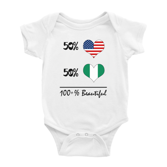 50% Nigerian + 50% American = 100+% Beautiful Nigeria Cute Baby Bodysuit For Boy Girl