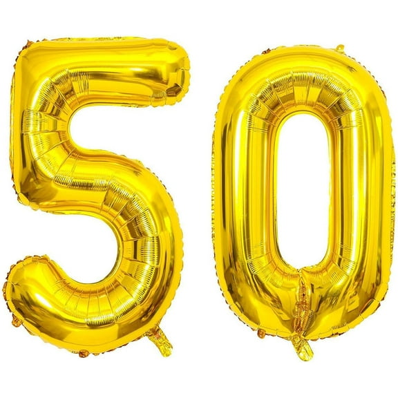 50 Number Balloons 40 Inch Gold Big Giant Jumbo Number 50 Foil Mylar Balloons for 50th Birthday Party Supplies 50 Anniversary Events Decorations