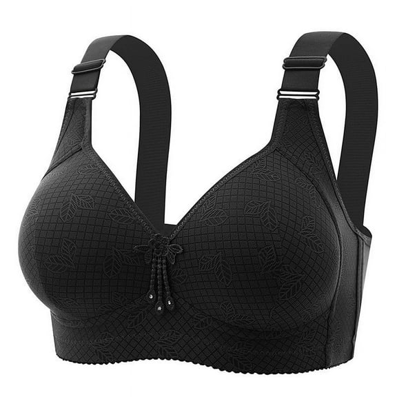 JSGEK Women's Full Coverage Wireless Bra Comfortable Breathable Push Up Padded Bra Soft Underwire Bra Black 36C Black M