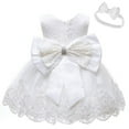 thumbnail image 1 of LoyisViDion Baby Girls Dress Clearance Baby Girls Lace Bowknot&nbsp;Princess Wedding formal&nbsp;Tutu Dress+Headband Set Clothes White 3-6 Months, 1 of 4