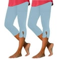 thumbnail image 1 of 2PCWomen's Summer High Waisted Solid Color Capris Matching Slim Fitting Yoga Gym Pants, 1 of 6