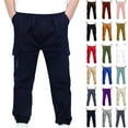 thumbnail image 1 of 50% Off Clear! 4-13Years Boys And Girls Childrens Sports Cargo Pants Stretch Elastic Waist School Kids Twill Joggers Navy 9 Years, 1 of 8