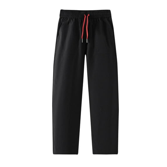 50% Off Clear! 7-14 Years Children's Fashion Solid Color Loose Drawstring Pocket Straight Leg Work Pants Long Pants Black 10-12 Years